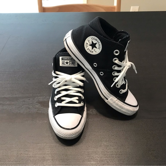 Converse All Star Madison Black and White High Tops - Picture 2 of 2